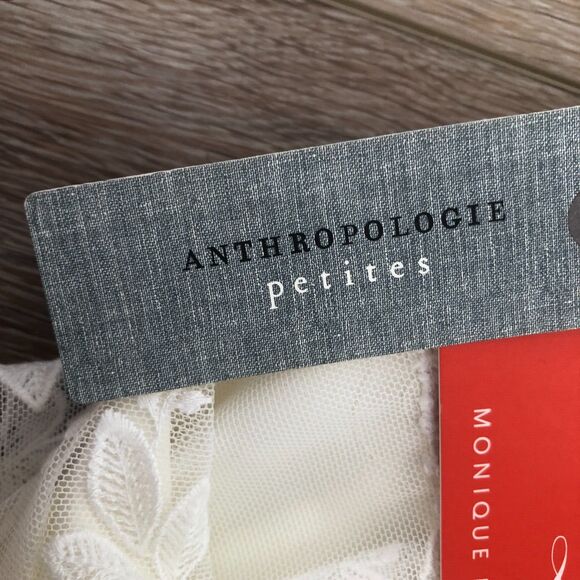 MONIQUE L HUILLIER White Lace Bell-Sleeve Tiered Bridal Party Dress 4P‎ NWT $500 - Picture 13 of 16